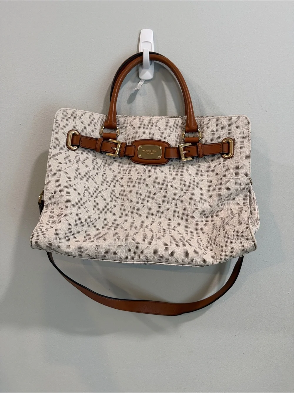 Michael Kors Cream & Brown Signature MK Satchel New without tags